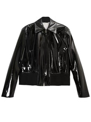 Men's Shiny Faux Leather Biker Jacket | Luxury Streetwear