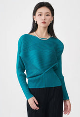 Plissé Pleated Knit Asymmetric Top