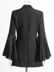 Luxury Blazer Dress With Lace Bell Sleeves