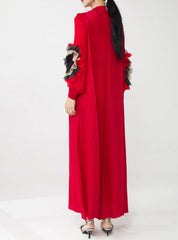 Truly Pleated Ruffle Sleeve Dress