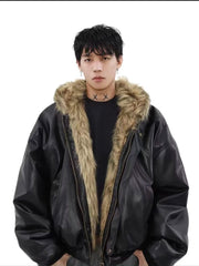 Men's Reversible Faux-Fur Hooded Jacket