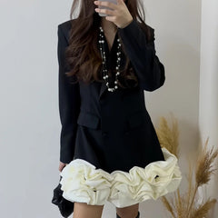 Elegant Ruffle Hem Blazer Dress