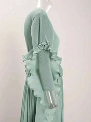 Elegant Ruffled Pleats Dress