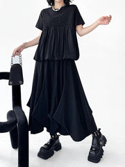 Black Dramatic Drape Pull-On Pants