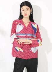 Luxury Plissé Patterned Blouse