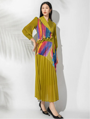 Elegant Micro-Pleated Wrap Dress