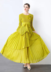 Elegant Plisse Blouse & Skirt Set
