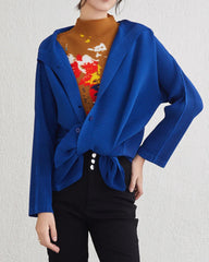 Luxury High-Collar Pleated Blouse
