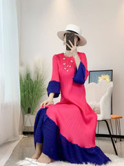 Women's Elegant Pleated Oversized Sleeve Dress