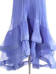 Pleated Asymmetric Ruffle Skirt