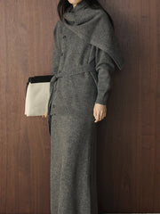 Luxury Knit Draped-Neck Set