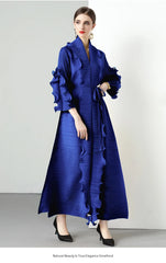 Women's Loose Fit Pleated Long Coat – Elegant Outerwear