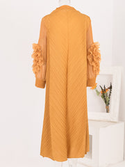 Elegant Chic Ruffle Sleeve Pleated Dress