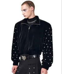 Men's Luxury Studded Velvet Bomber