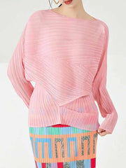 Pleated Relaxed Boat Neck Top