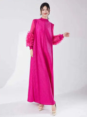 Luxury Pleated Dress with Sleeves
