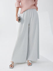 Luxury Plisse Wide-Leg Trousers
