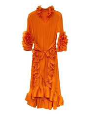 Pleated Ruffled Collar Dress