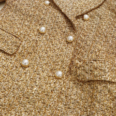 Luxe Gold Metallic Tweed Coat