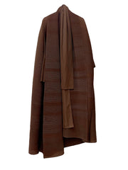 Couture Plissé Pleated Belted Robe Coat