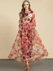 Floral Ruffle Midi Dress | Romantic Gown