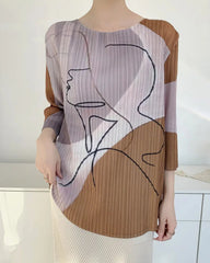 Luxury Abstract Pleated Top
