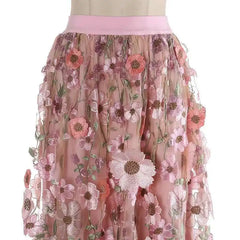 Luxury Floral Stretchy-Waist Skirt