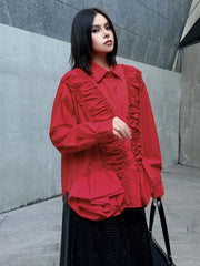 Oversized Ruffle Blouse Top