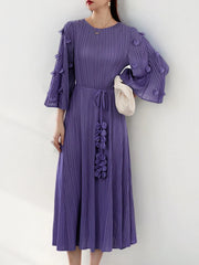 Women's Elegant Japanese Pleated Floral Dress