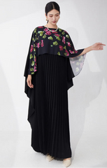 Formal Plissé Cape Dress