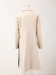 New! Denim Elegance Beige Long Coat for Women