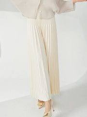 Luxe High-Waisted Plissé Pleated Trousers