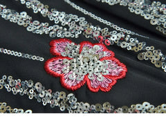 Flowy Sequin-Adorned Evening Dress