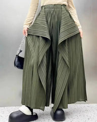 Pleated Asymmetric Palazzo Pants