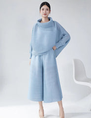 Truly Plissé Wide Leg Pant Set