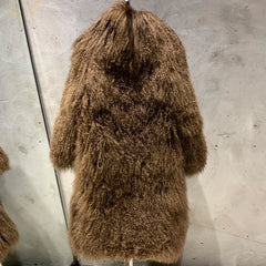 100% Real Curly Shearling Fur Long Coat