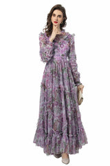 Luxe Purple Floral Sequin Maxi Dress