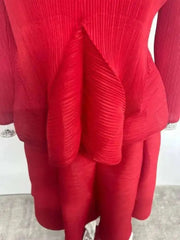 Formal Plissé Peplum Skirt Set
