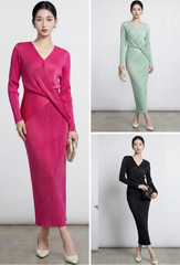 Elegant Pleated Top & Skirt Set