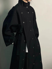 Women's Buttoned Trench Coat with Slits