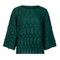 Pleated Geometric Plissé Top