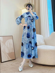 Luxury Pleats Abstract Circles Dress