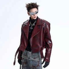 Men's Cropped Faux Leather Biker Jacket