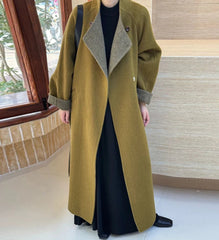 Elegant Belted Longline Wool-Blend Coat
