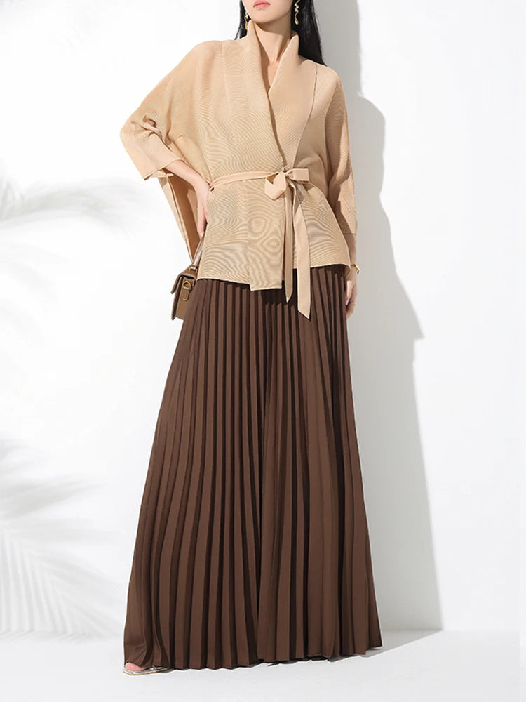 Statement Plissé Pleated Maxi Skirt & Top