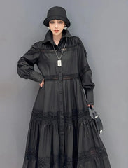 HEYFANCYSTYLE Black Oversized Blouse Maxi Dress
