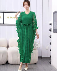 Sculptural Plissé Cape Kaftan