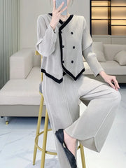 Pleated Pant Suit - Designer Inspired Two-Piece Set