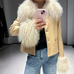 Couture Lambskin Leather Sheepskin Blazer