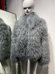 100% Genuine Mongolian Lamb Fur Coat